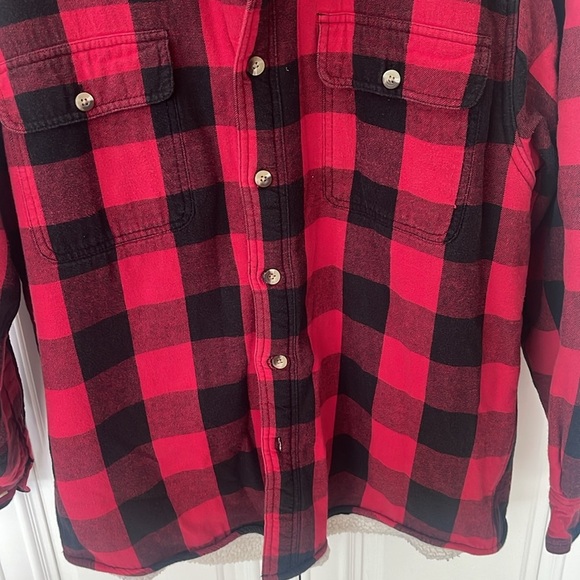 RedHead Brand Men's Long Sleeve Red black Plaid Flannel Sherpa Lined Shirt Sz M - Picture 5 of 10